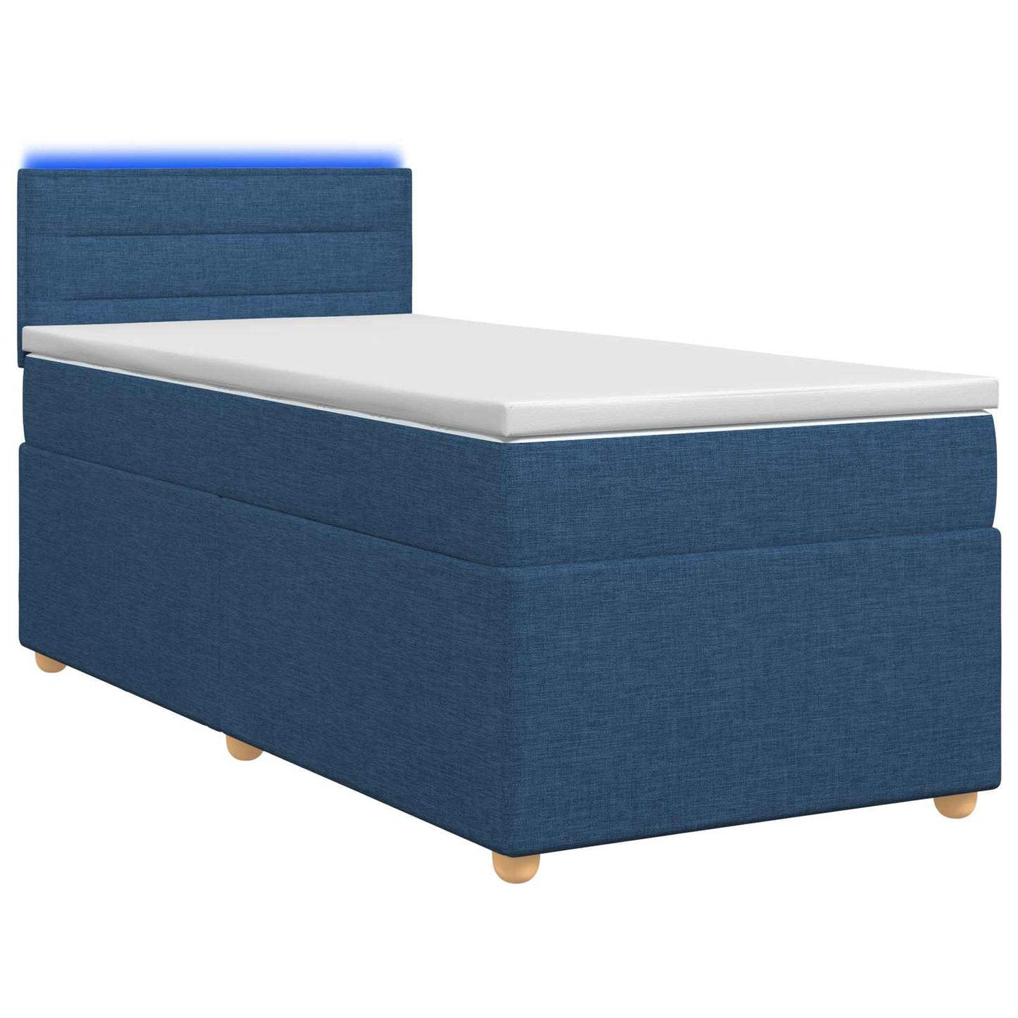 vidaXL Κρεβάτι box spring με στρώμα Μπλε 90 x 200 cm Ύφασμα