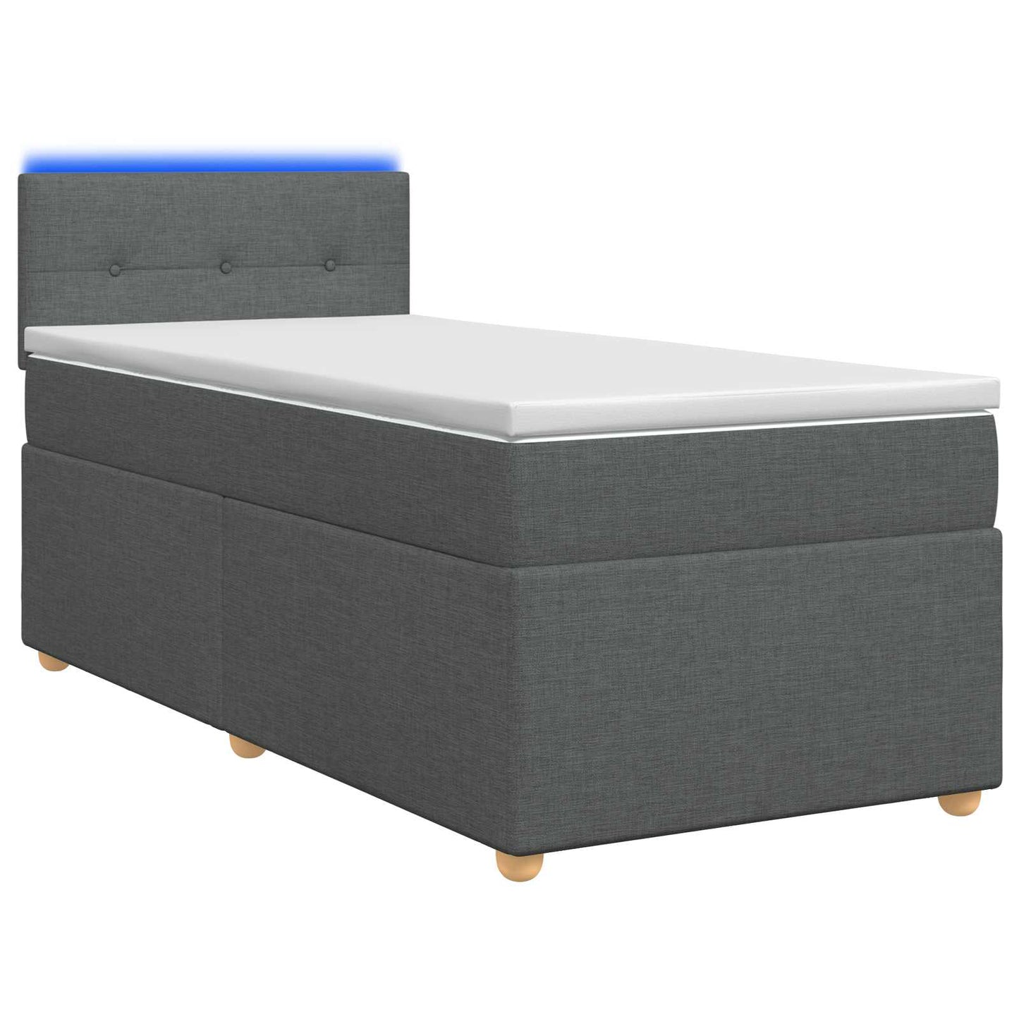 vidaXL Κρεβάτι box spring με στρώμα Σκούρο Γκρι 90 x 200 cm Ύφασμα