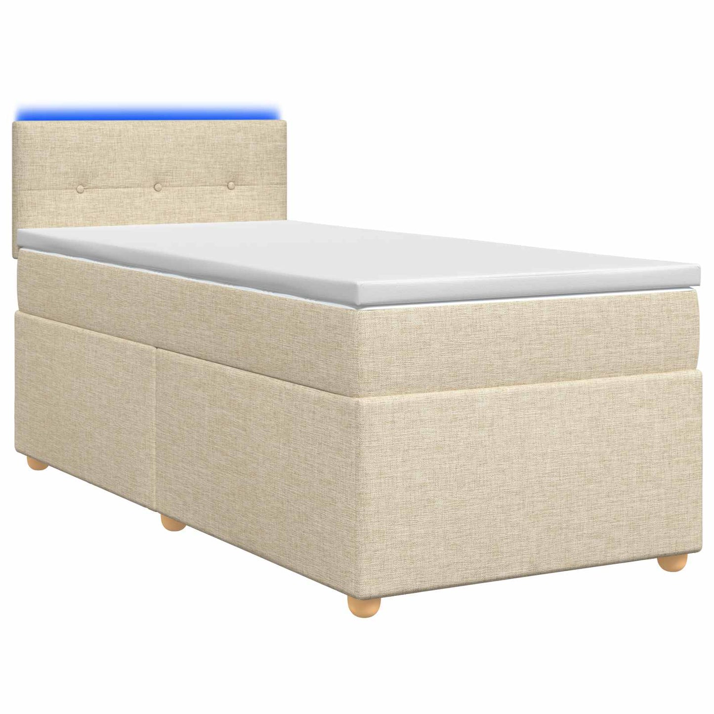 vidaXL Κρεβάτι box spring με στρώμα Κρεμ 90 x 200 cm Ύφασμα
