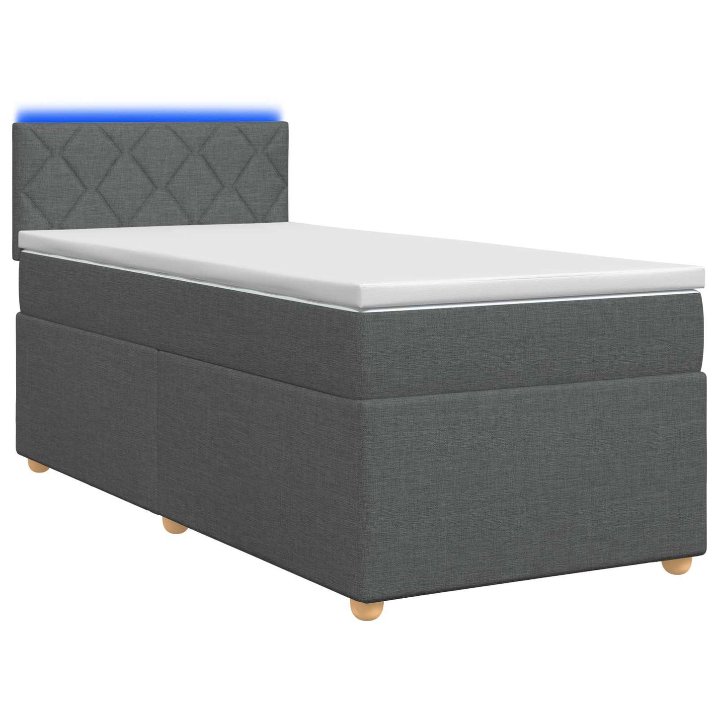 vidaXL Κρεβάτι box spring με στρώμα Σκούρο Γκρι 90 x 200 cm Ύφασμα