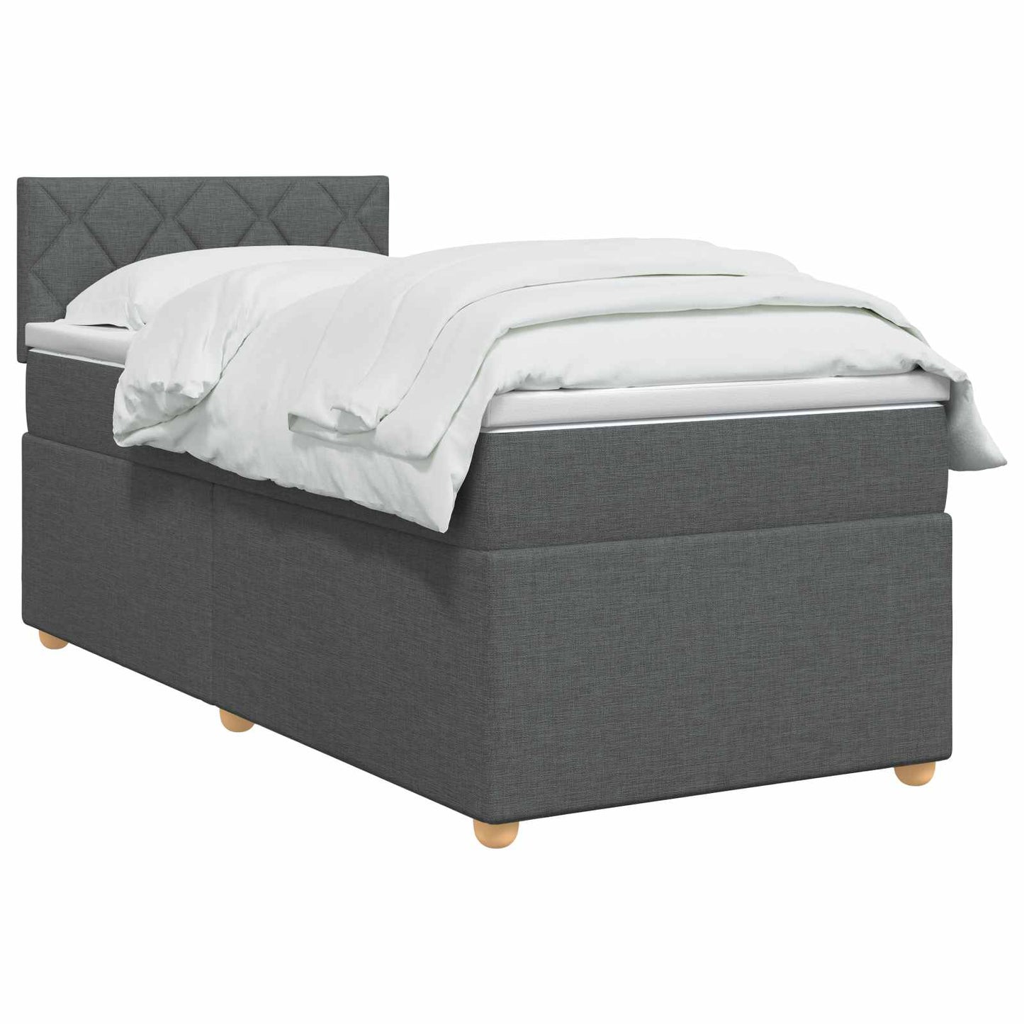 vidaXL Κρεβάτι box spring με στρώμα Σκούρο Γκρι 90 x 200 cm Ύφασμα