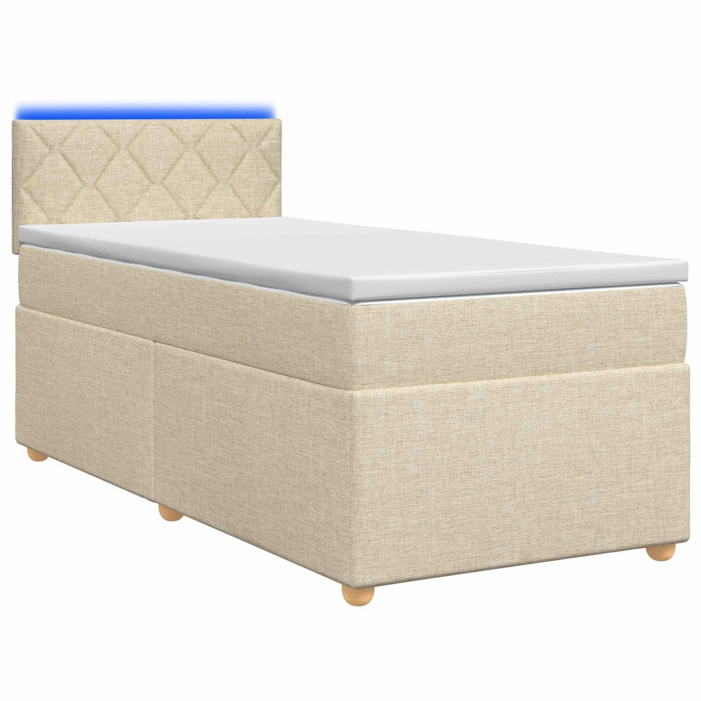 vidaXL Κρεβάτι box spring με στρώμα Κρεμ 100 x 200 cm Ύφασμα