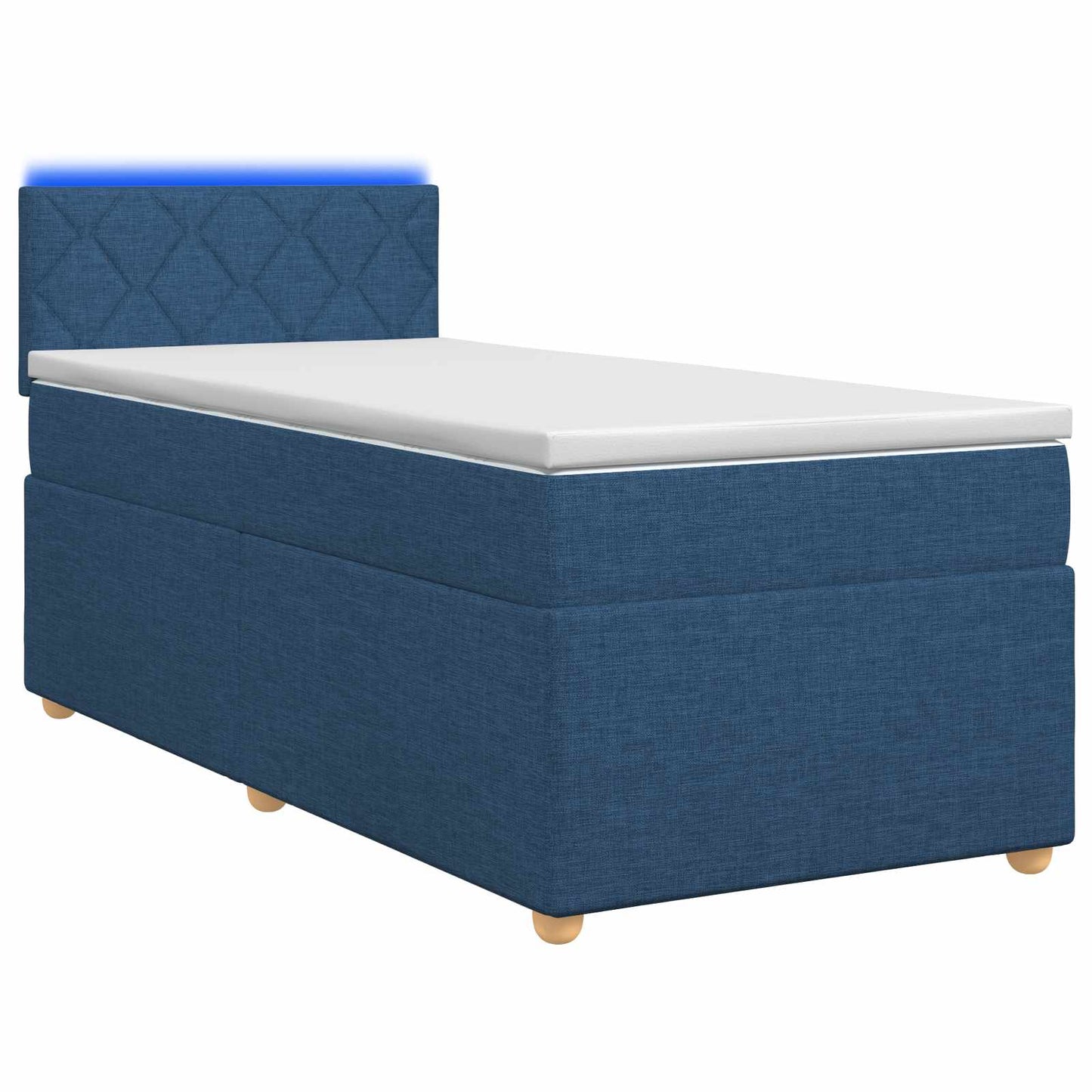 vidaXL Κρεβάτι box spring με στρώμα Μπλε 100 x 200 cm Ύφασμα