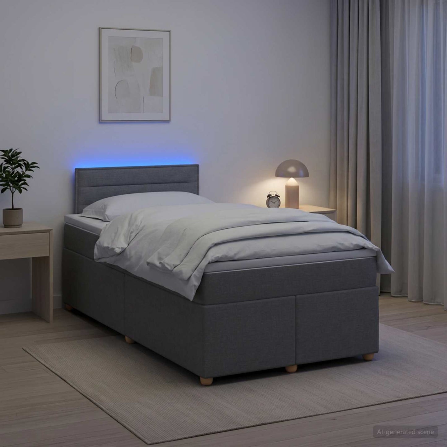 vidaXL Κρεβάτι box spring με στρώμα Ανοιχτό γκρι 120 x 200 cm Ύφασμα