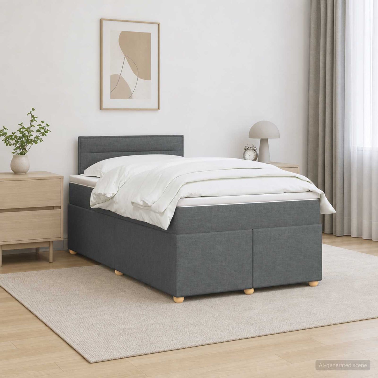 vidaXL Κρεβάτι box spring με στρώμα Σκούρο Γκρι 120 x 200 cm Ύφασμα