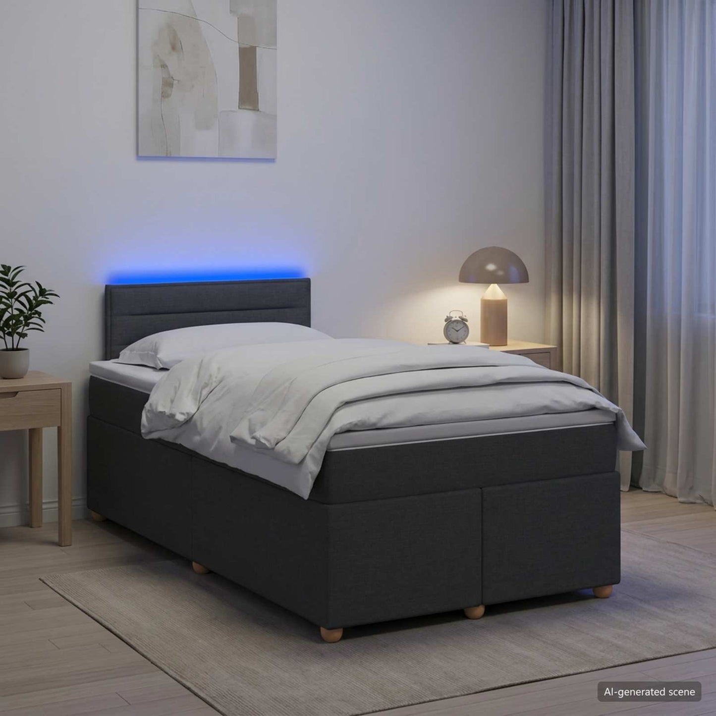 vidaXL Κρεβάτι box spring με στρώμα Σκούρο Γκρι 120 x 200 cm Ύφασμα