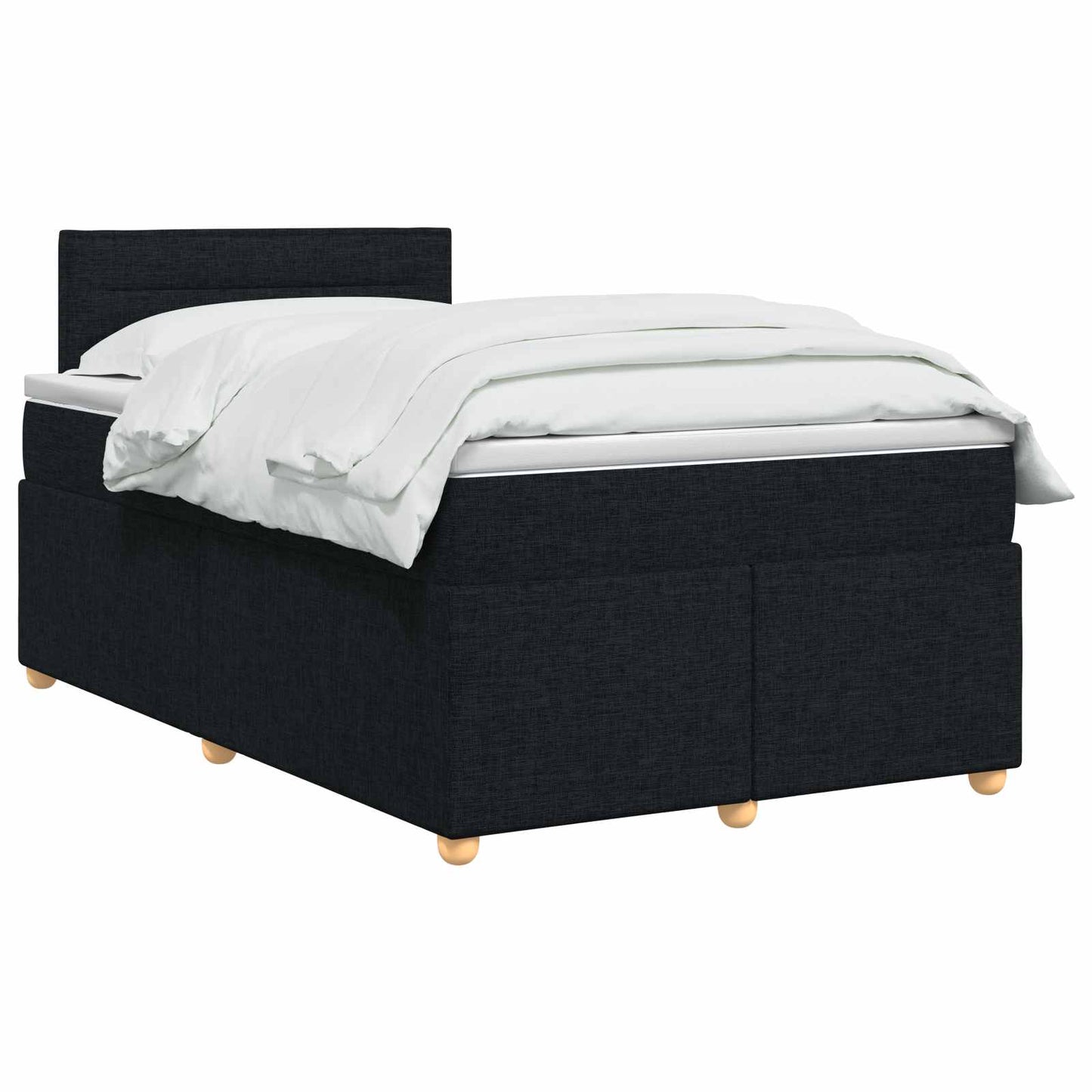 vidaXL Κρεβάτι box spring με στρώμα Μαύρο 120 x 190 cm Ύφασμα
