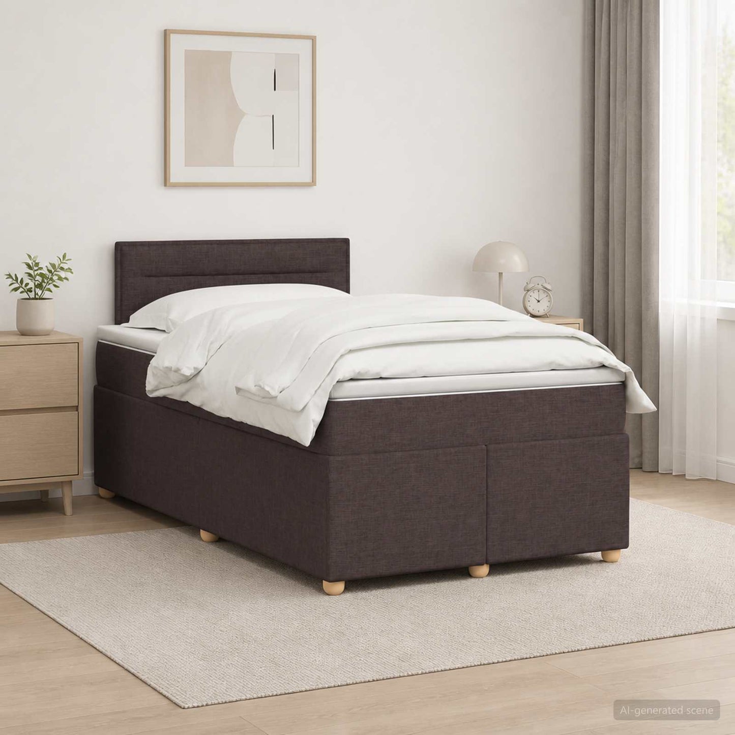 vidaXL Κρεβάτι box spring με στρώμα Σκούρο Καφέ 120 x 200 cm Ύφασμα