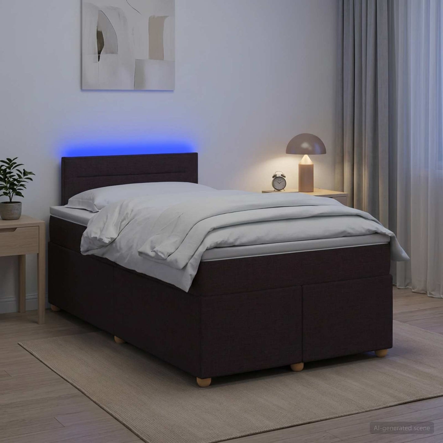 vidaXL Κρεβάτι box spring με στρώμα Σκούρο Καφέ 120 x 200 cm Ύφασμα