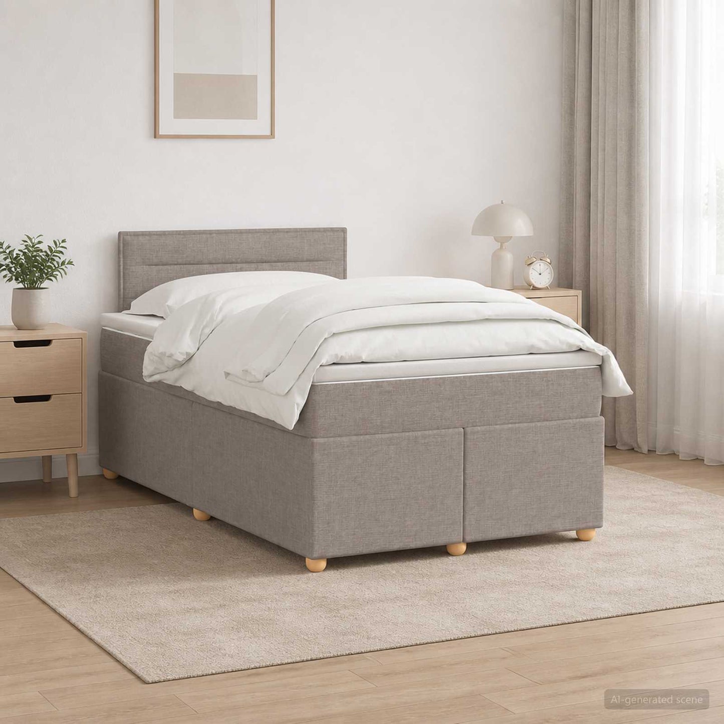 vidaXL Κρεβάτι box spring με στρώμα Taupe 120 x 190 cm Ύφασμα