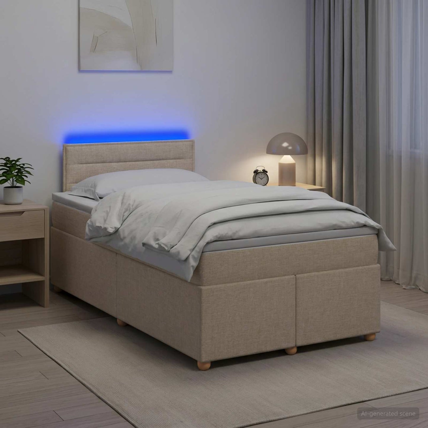 vidaXL Κρεβάτι box spring με στρώμα Κρεμ 120 x 190 cm Ύφασμα