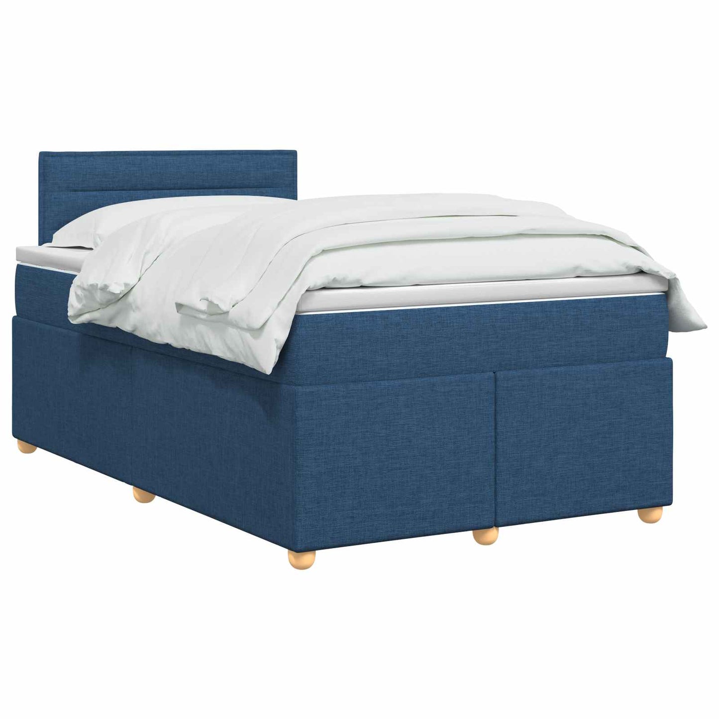 vidaXL Κρεβάτι box spring με στρώμα Μπλε 120 x 190 cm Ύφασμα