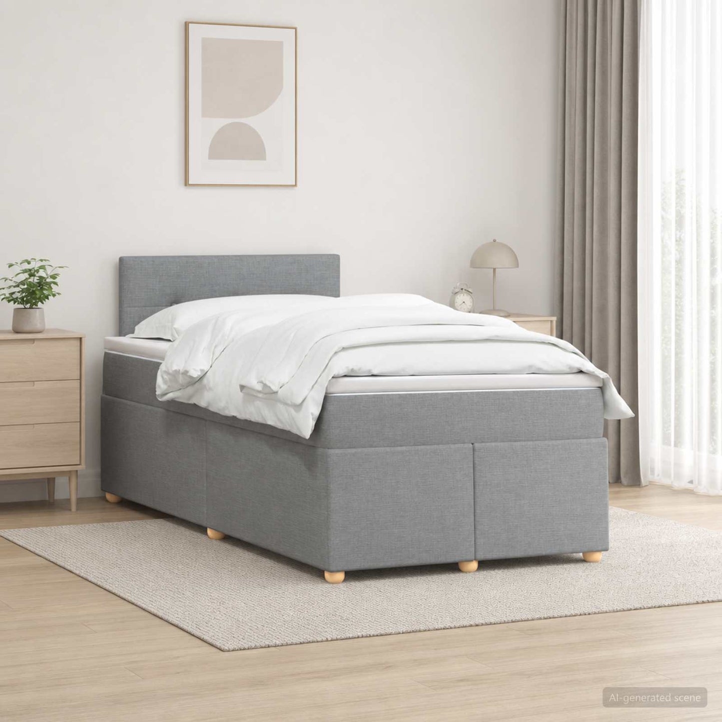vidaXL Κρεβάτι box spring με στρώμα Ανοιχτό γκρι 120 x 200 cm Ύφασμα