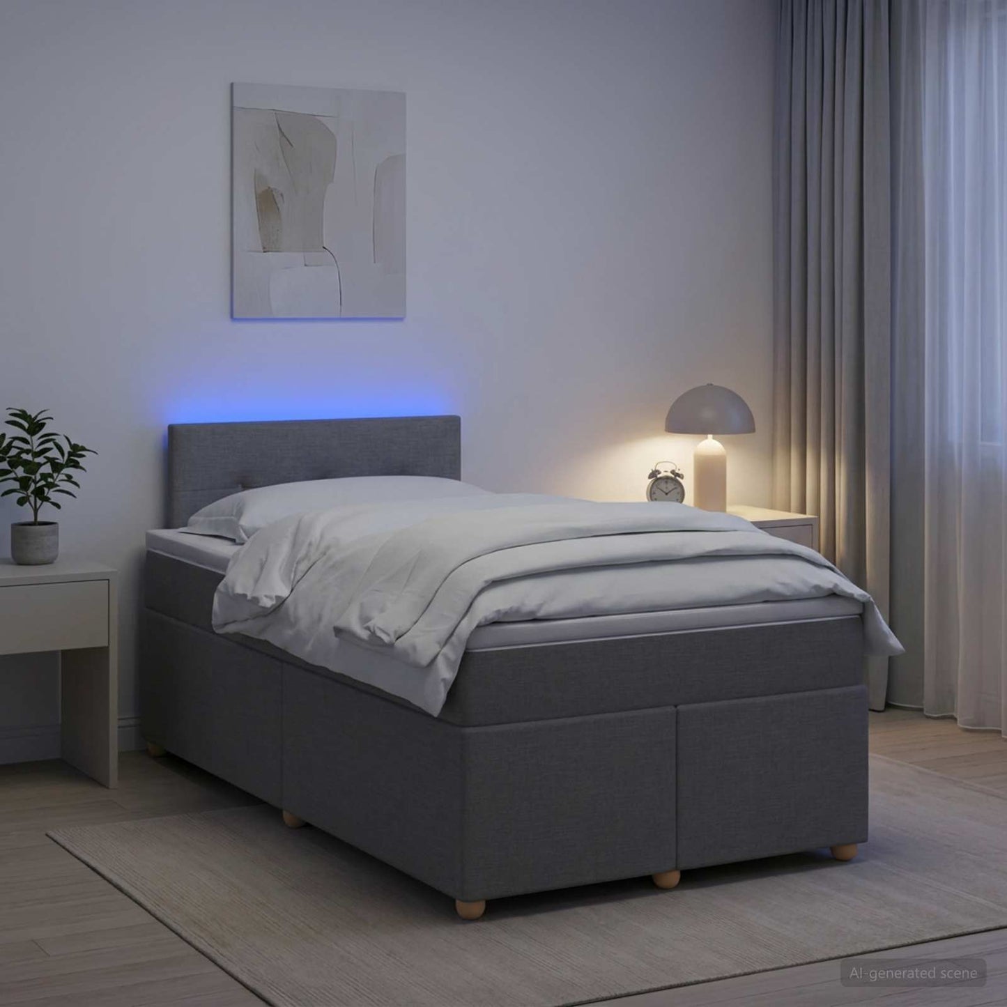 vidaXL Κρεβάτι box spring με στρώμα Ανοιχτό γκρι 120 x 200 cm Ύφασμα