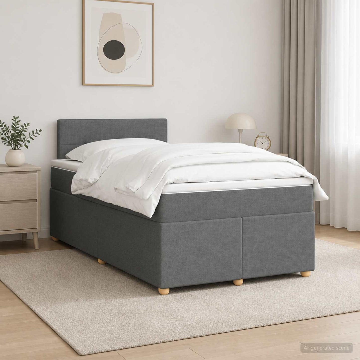 vidaXL Κρεβάτι box spring με στρώμα Σκούρο Γκρι 120 x 200 cm Ύφασμα