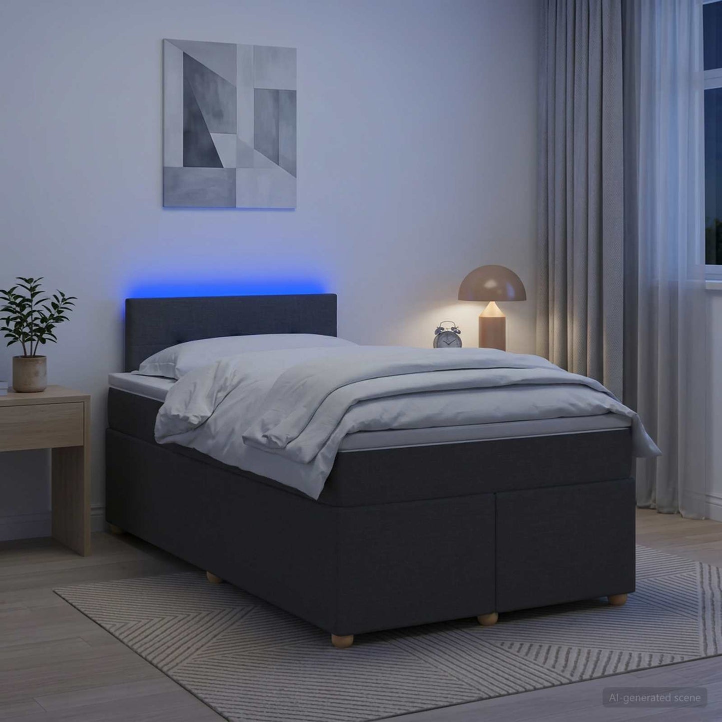 vidaXL Κρεβάτι box spring με στρώμα Σκούρο Γκρι 120 x 200 cm Ύφασμα