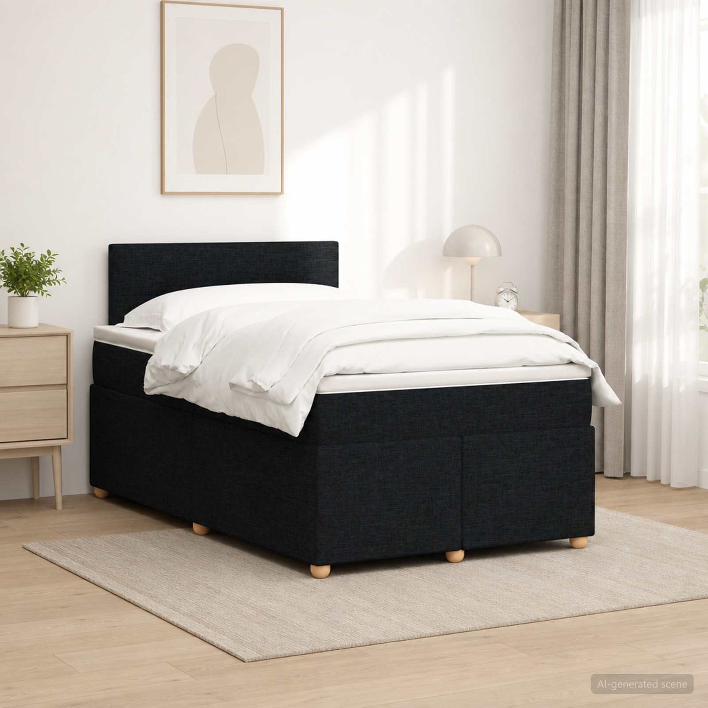 vidaXL Κρεβάτι box spring με στρώμα Μαύρο 120 x 200 cm Ύφασμα