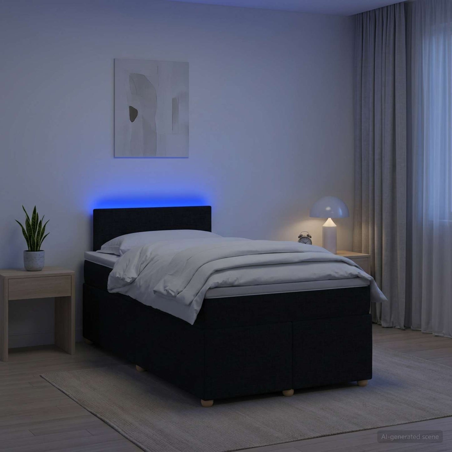 vidaXL Κρεβάτι box spring με στρώμα Μαύρο 120 x 200 cm Ύφασμα