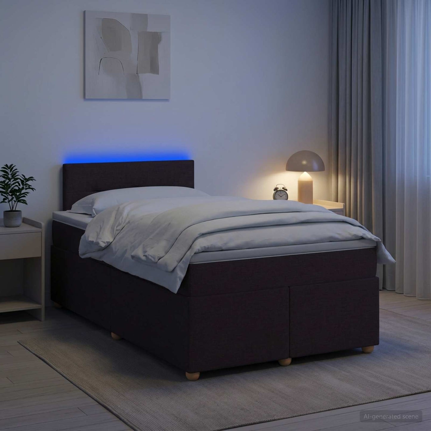 vidaXL Κρεβάτι box spring με στρώμα Σκούρο Καφέ 120 x 200 cm Ύφασμα