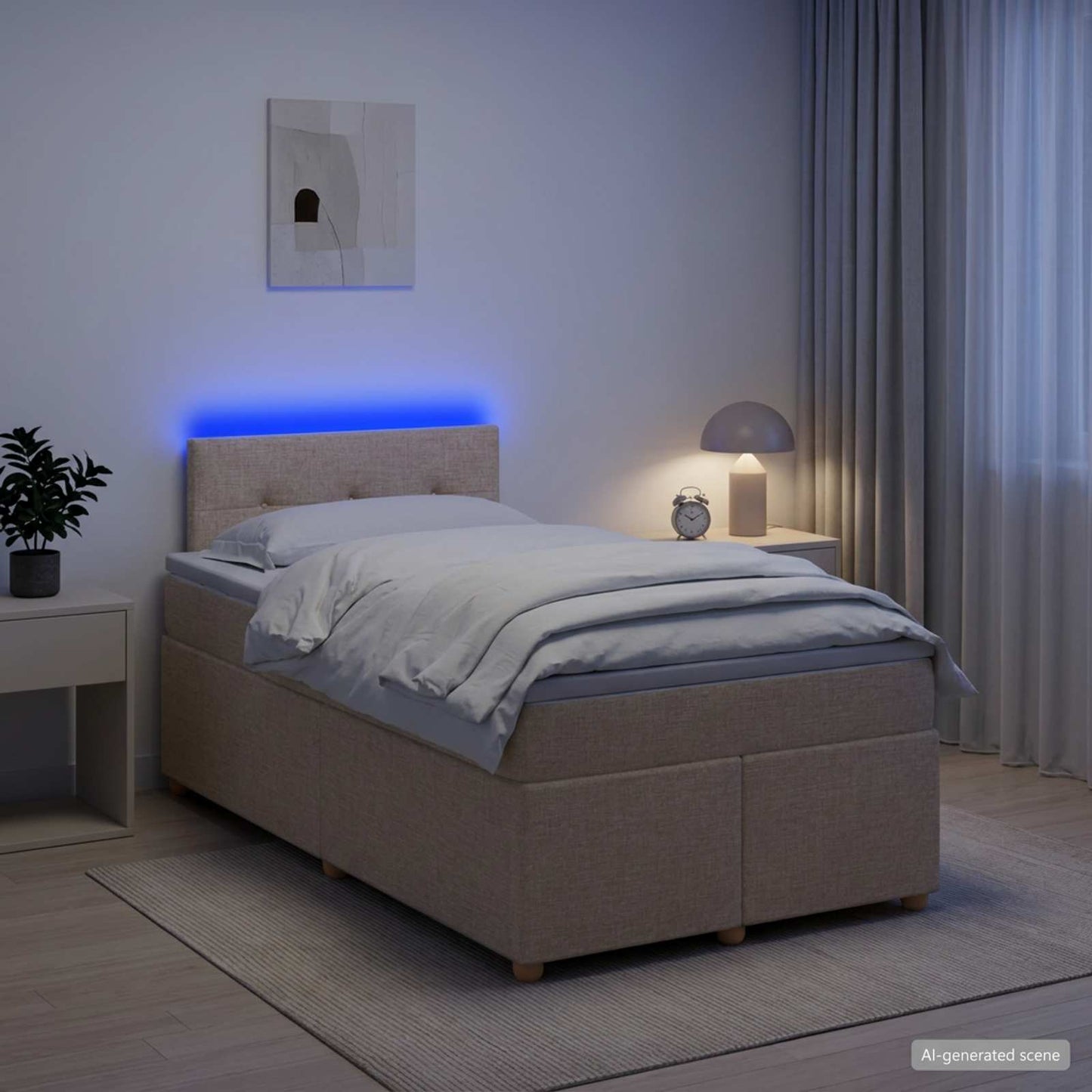 vidaXL Κρεβάτι box spring με στρώμα Κρεμ 120 x 200 cm Ύφασμα