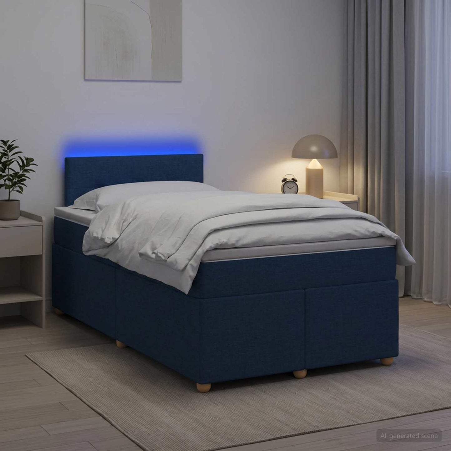 vidaXL Κρεβάτι box spring με στρώμα Μπλε 120 x 200 cm Ύφασμα