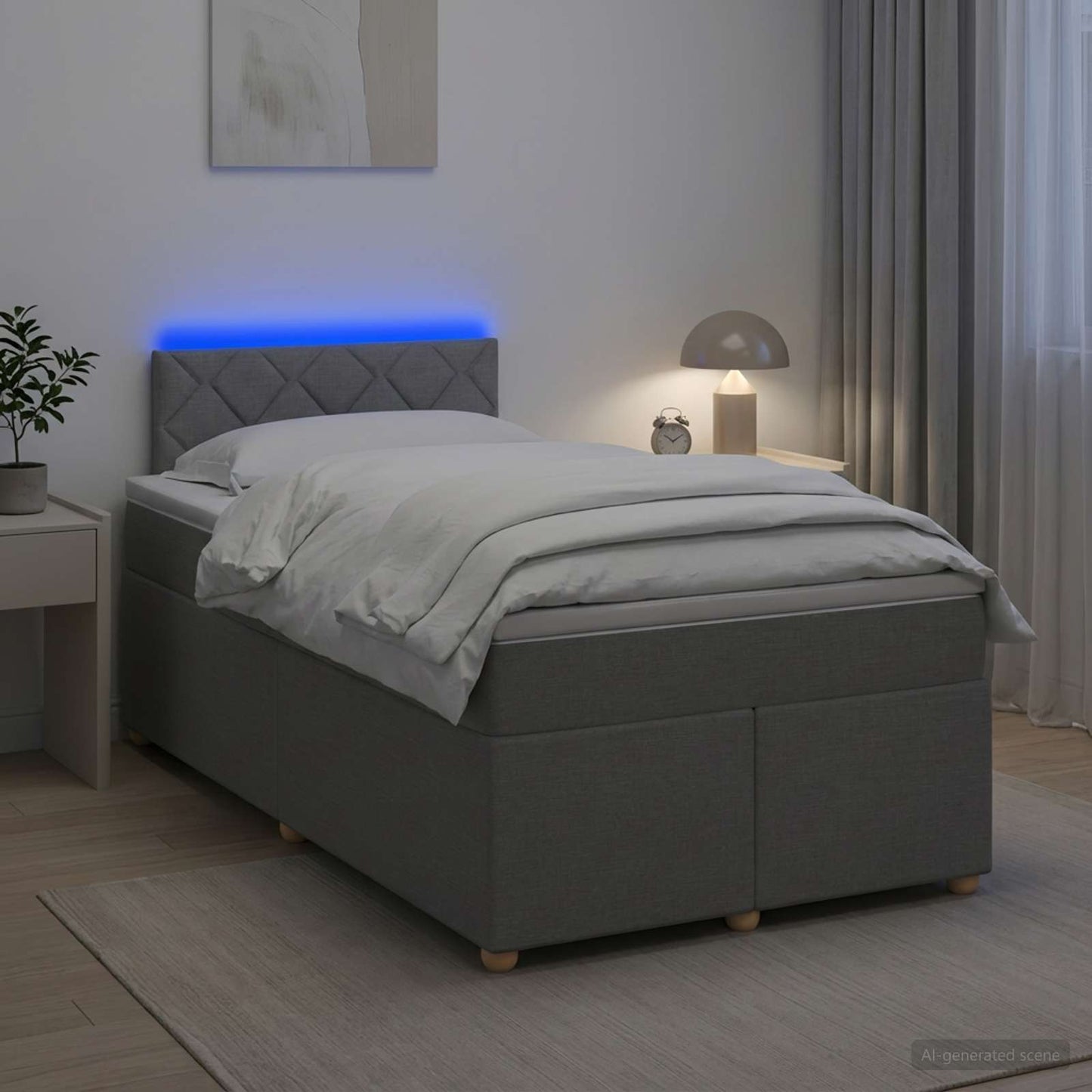 vidaXL Κρεβάτι box spring με στρώμα Ανοιχτό γκρι 120 x 190 cm Ύφασμα