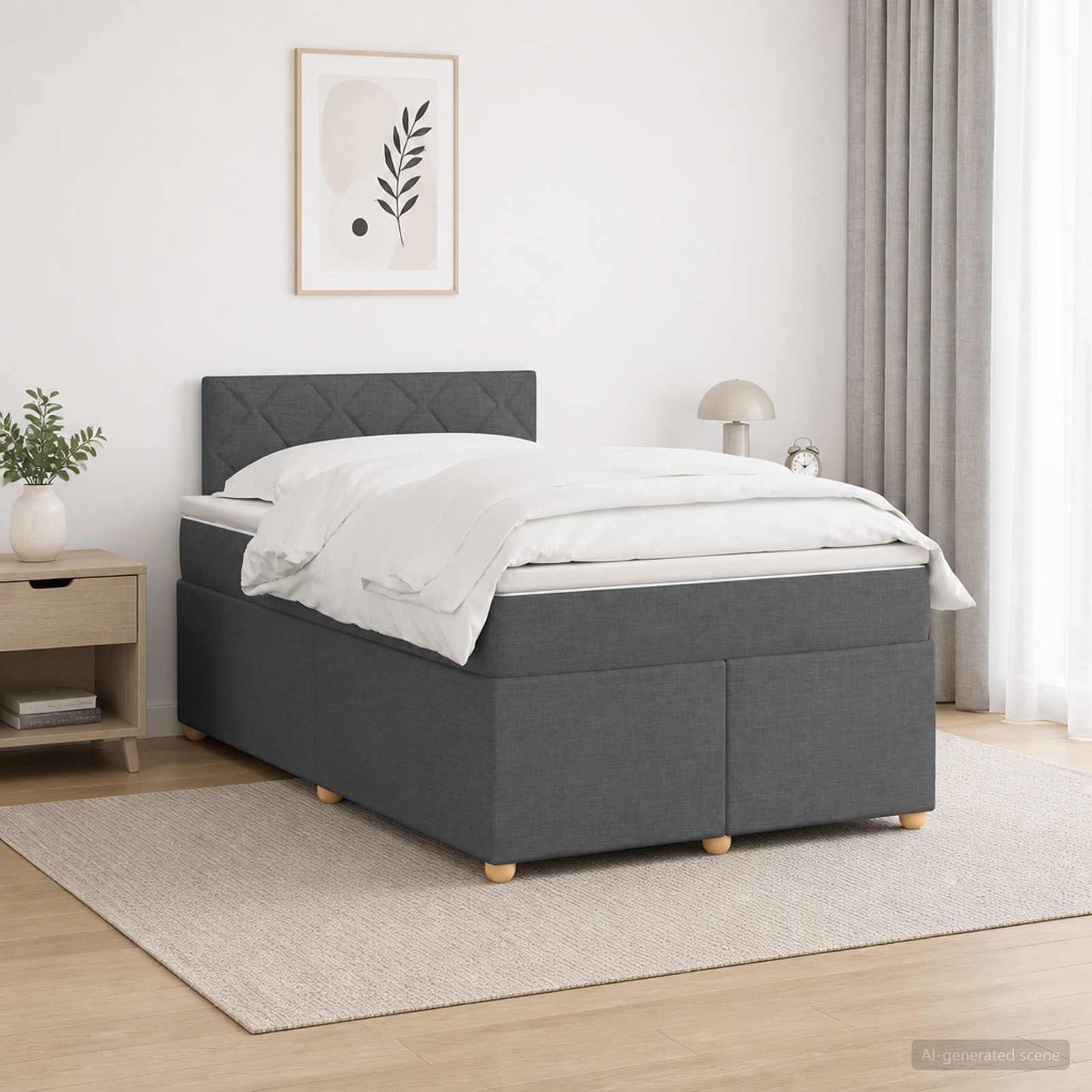 vidaXL Κρεβάτι box spring με στρώμα Σκούρο Γκρι 120 x 200 cm Ύφασμα