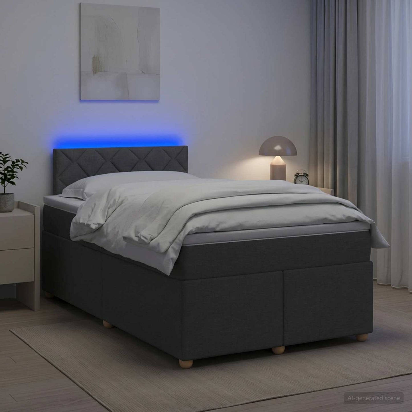 vidaXL Κρεβάτι box spring με στρώμα Σκούρο Γκρι 120 x 200 cm Ύφασμα