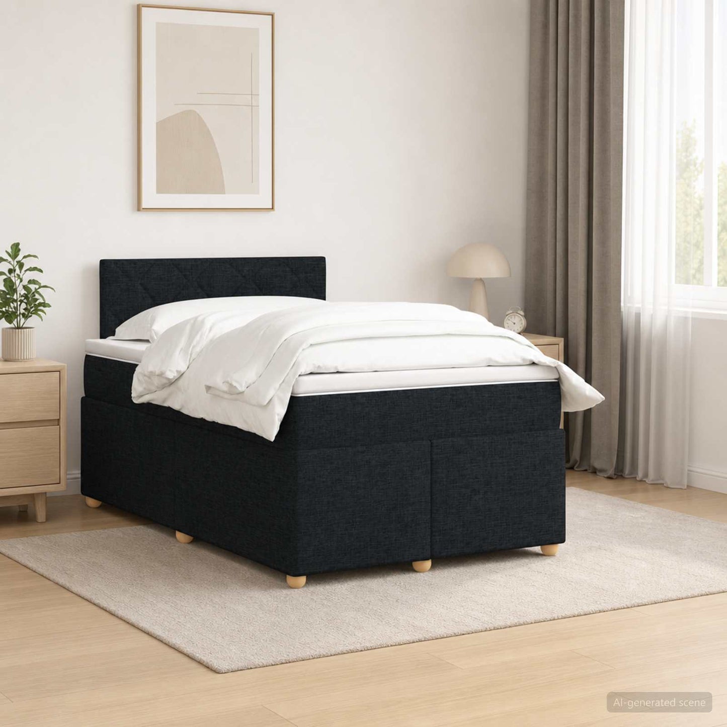 vidaXL Κρεβάτι box spring με στρώμα Μαύρο 120 x 200 cm Ύφασμα