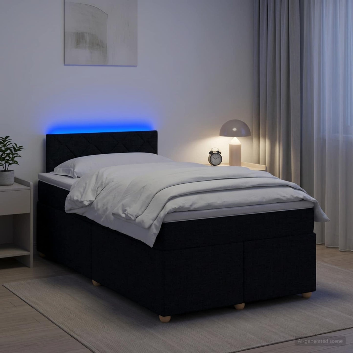 vidaXL Κρεβάτι box spring με στρώμα Μαύρο 120 x 200 cm Ύφασμα