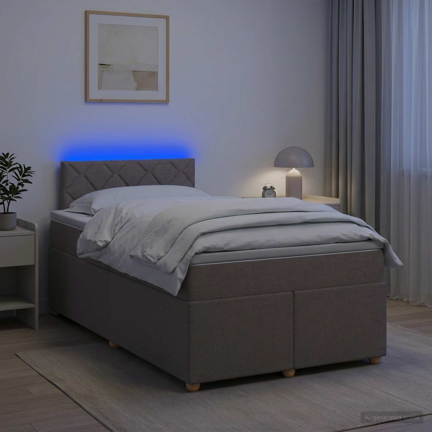 vidaXL Κρεβάτι box spring με στρώμα Taupe 120 x 200 cm Ύφασμα