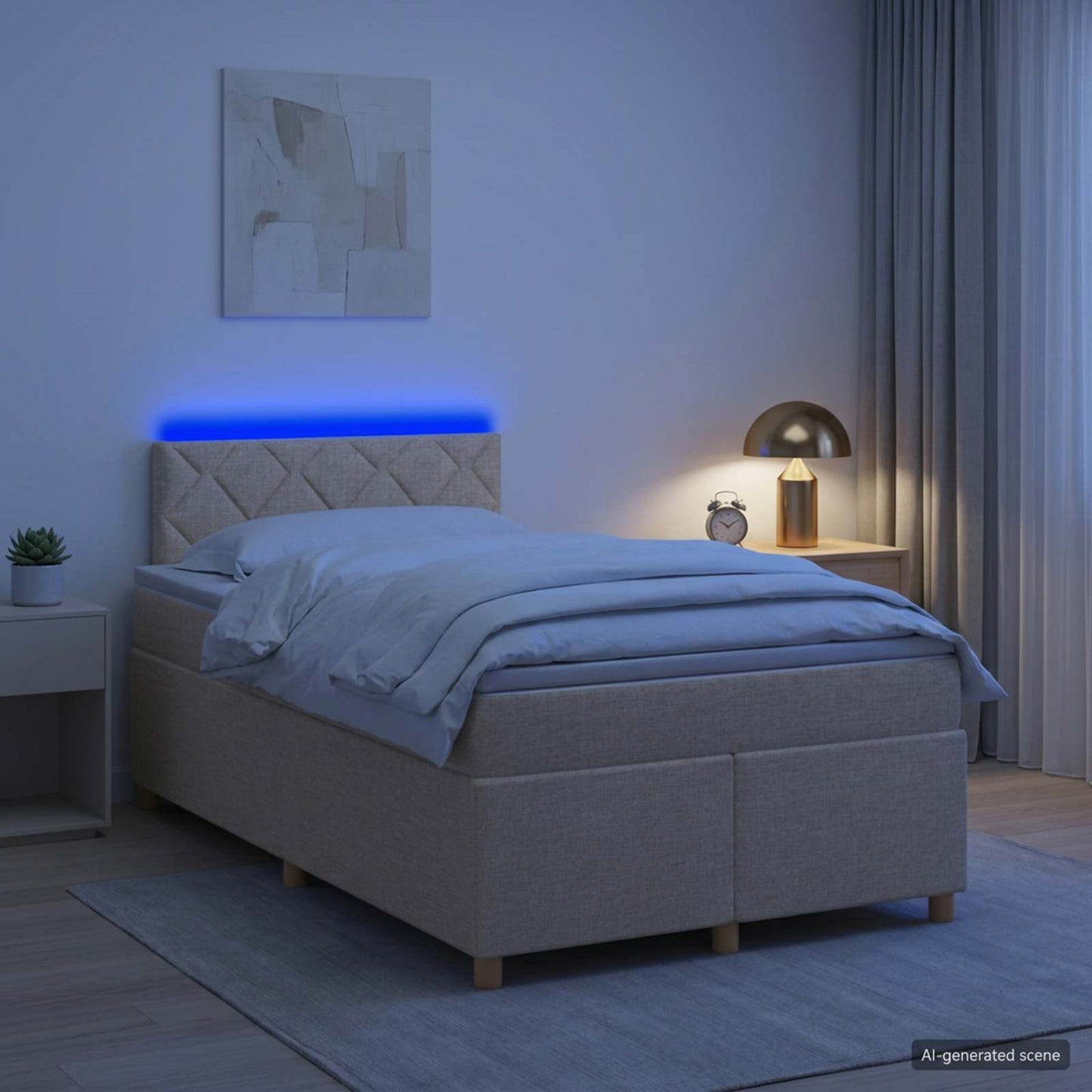 vidaXL Κρεβάτι box spring με στρώμα Κρεμ 120 x 200 cm Ύφασμα