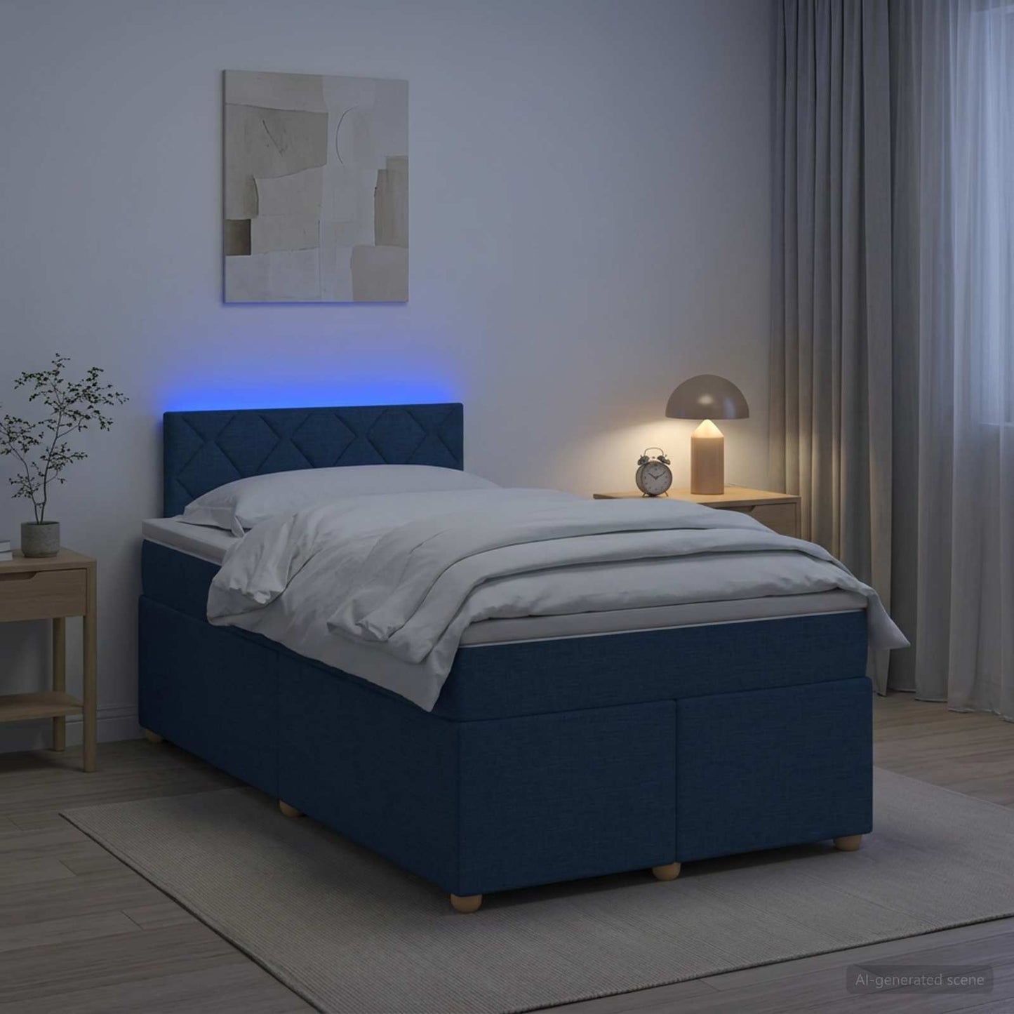 vidaXL Κρεβάτι box spring με στρώμα Μπλε 120 x 190 cm Ύφασμα