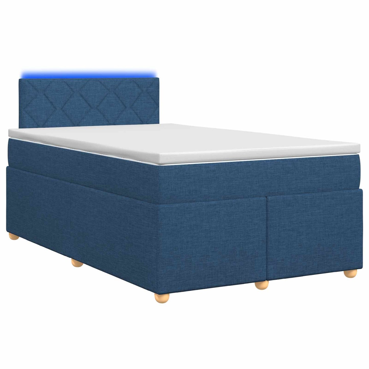 vidaXL Κρεβάτι box spring με στρώμα Μπλε 120 x 190 cm Ύφασμα