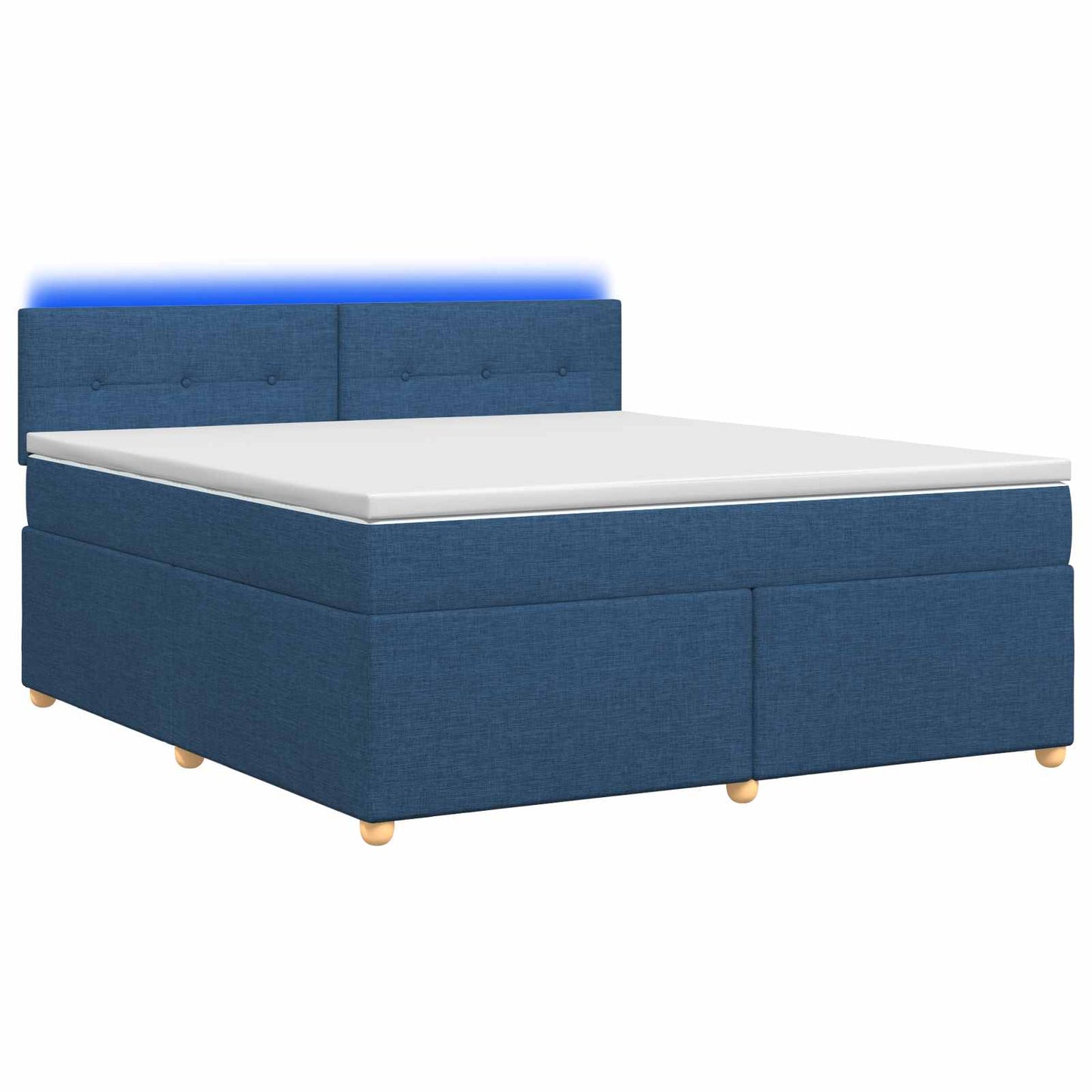 vidaXL Κρεβάτι box spring με στρώμα Μπλε 140 x 200 cm Ύφασμα