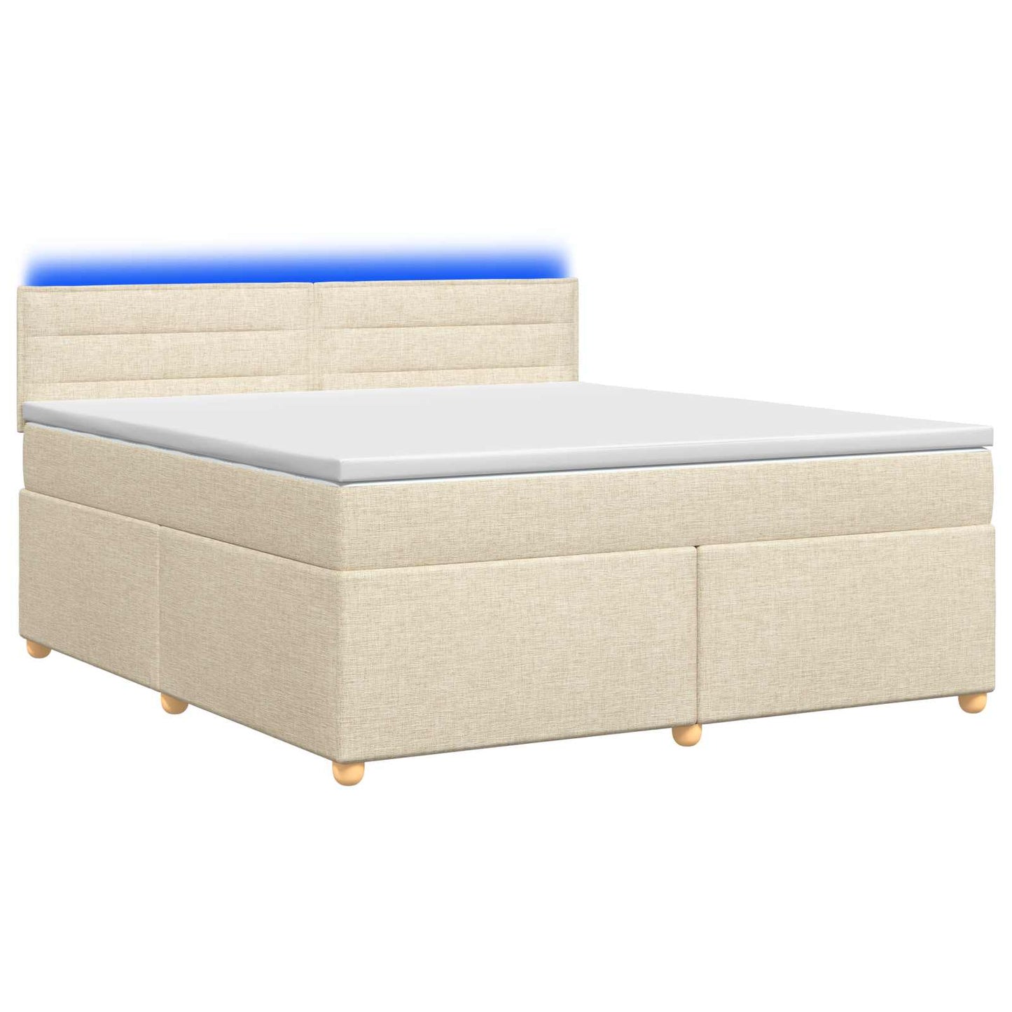 vidaXL Κρεβάτι box spring με στρώμα Κρεμ 160 x 200 cm Ύφασμα
