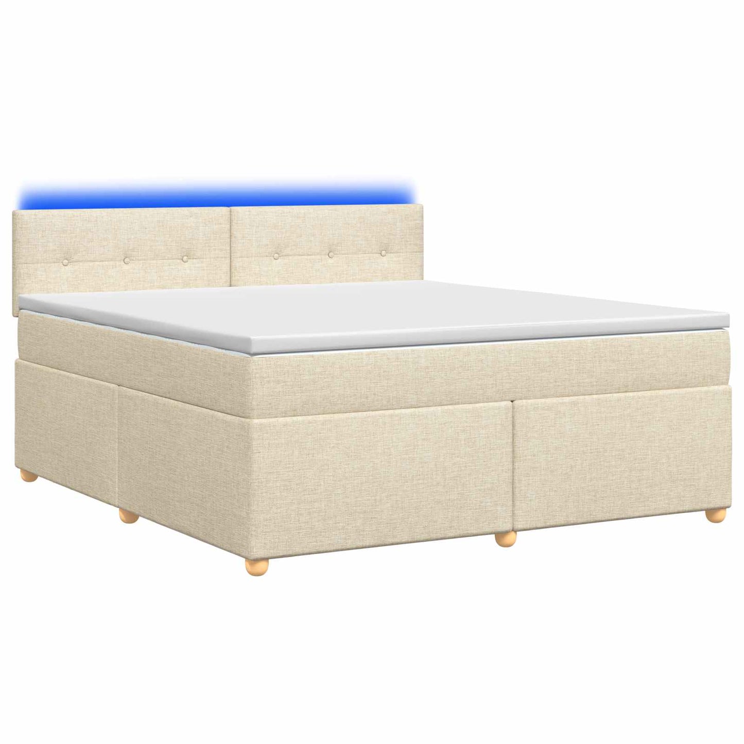 vidaXL Κρεβάτι box spring με στρώμα Κρεμ 160 x 200 cm Ύφασμα
