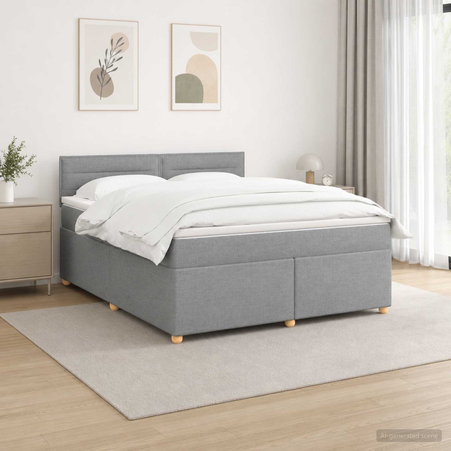vidaXL Κρεβάτι box spring με στρώμα Ανοιχτό γκρι 140 x 200 cm Ύφασμα