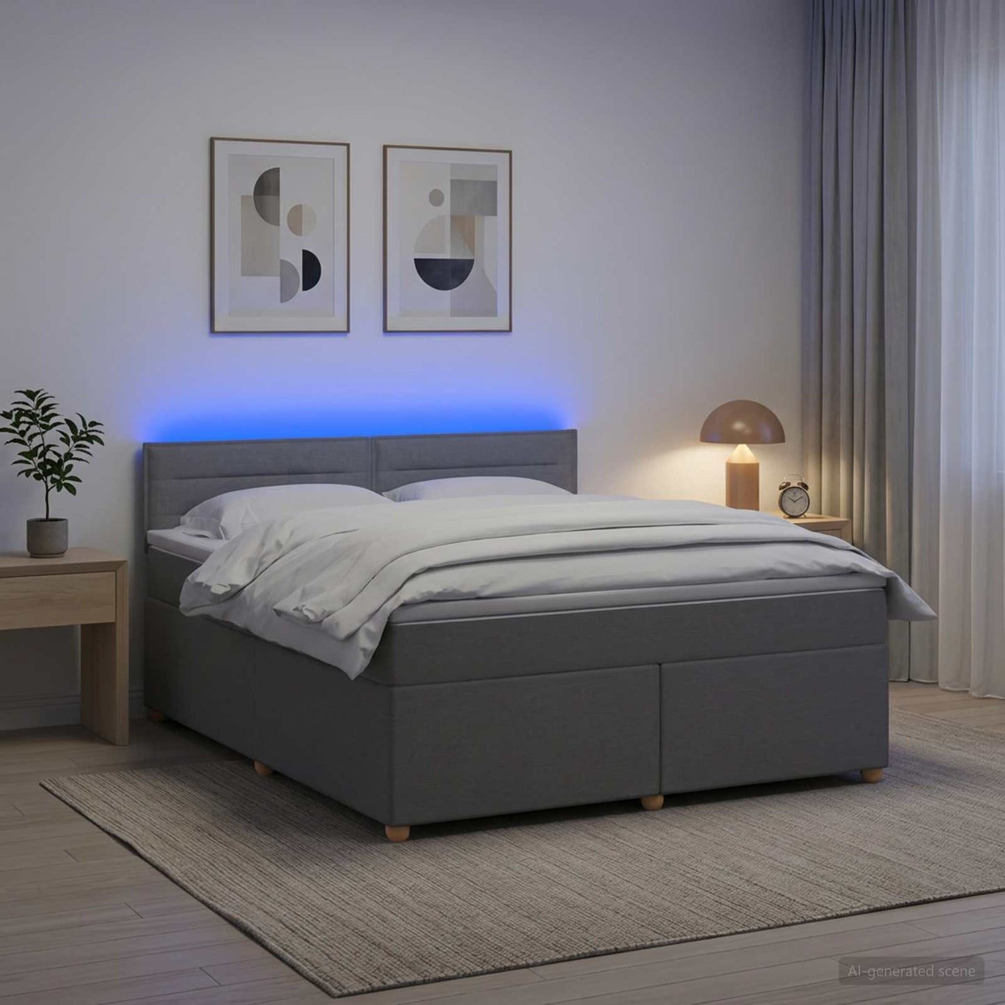 vidaXL Κρεβάτι box spring με στρώμα Ανοιχτό γκρι 140 x 190 cm Ύφασμα