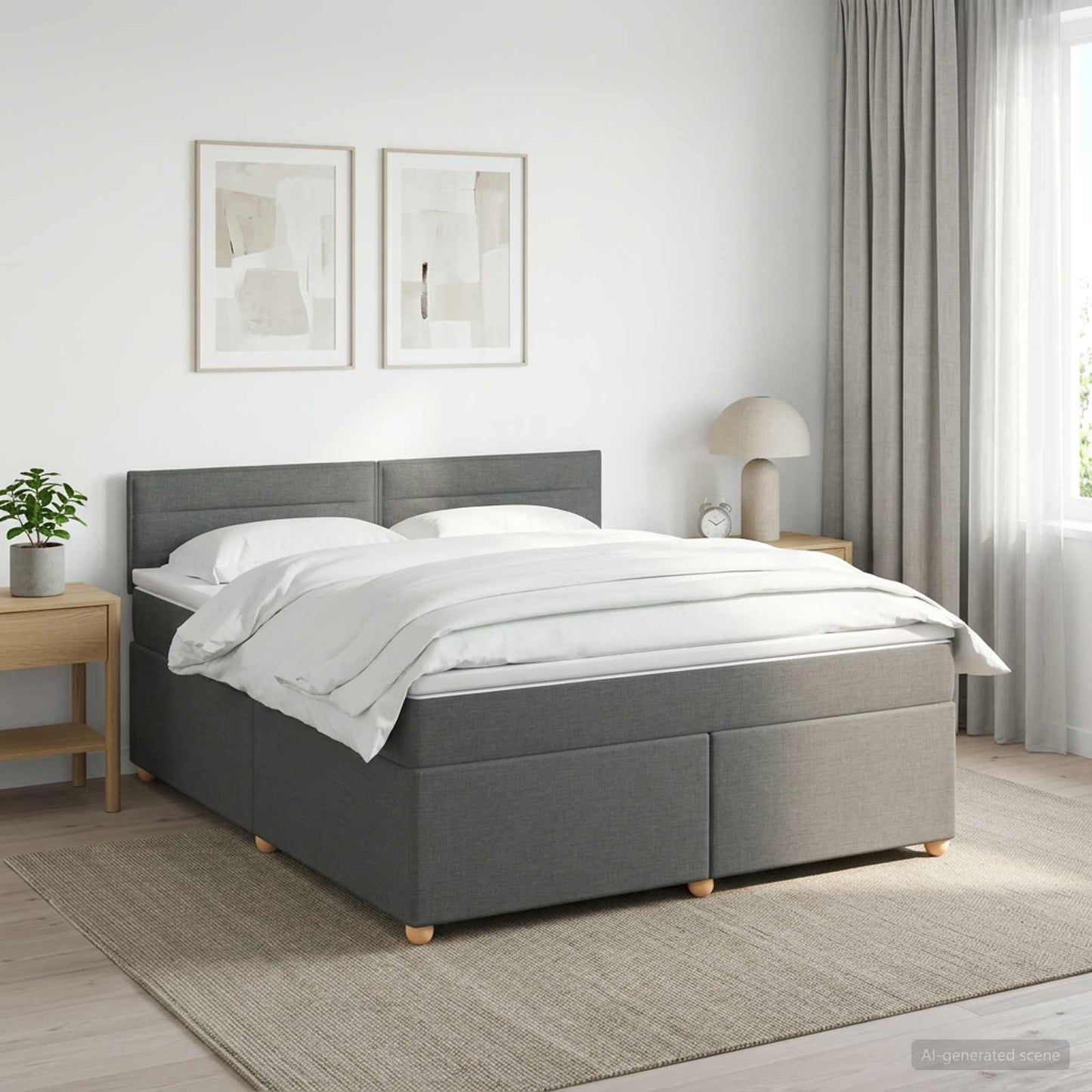 vidaXL Κρεβάτι box spring με στρώμα Σκούρο Γκρι 140 x 200 cm Ύφασμα