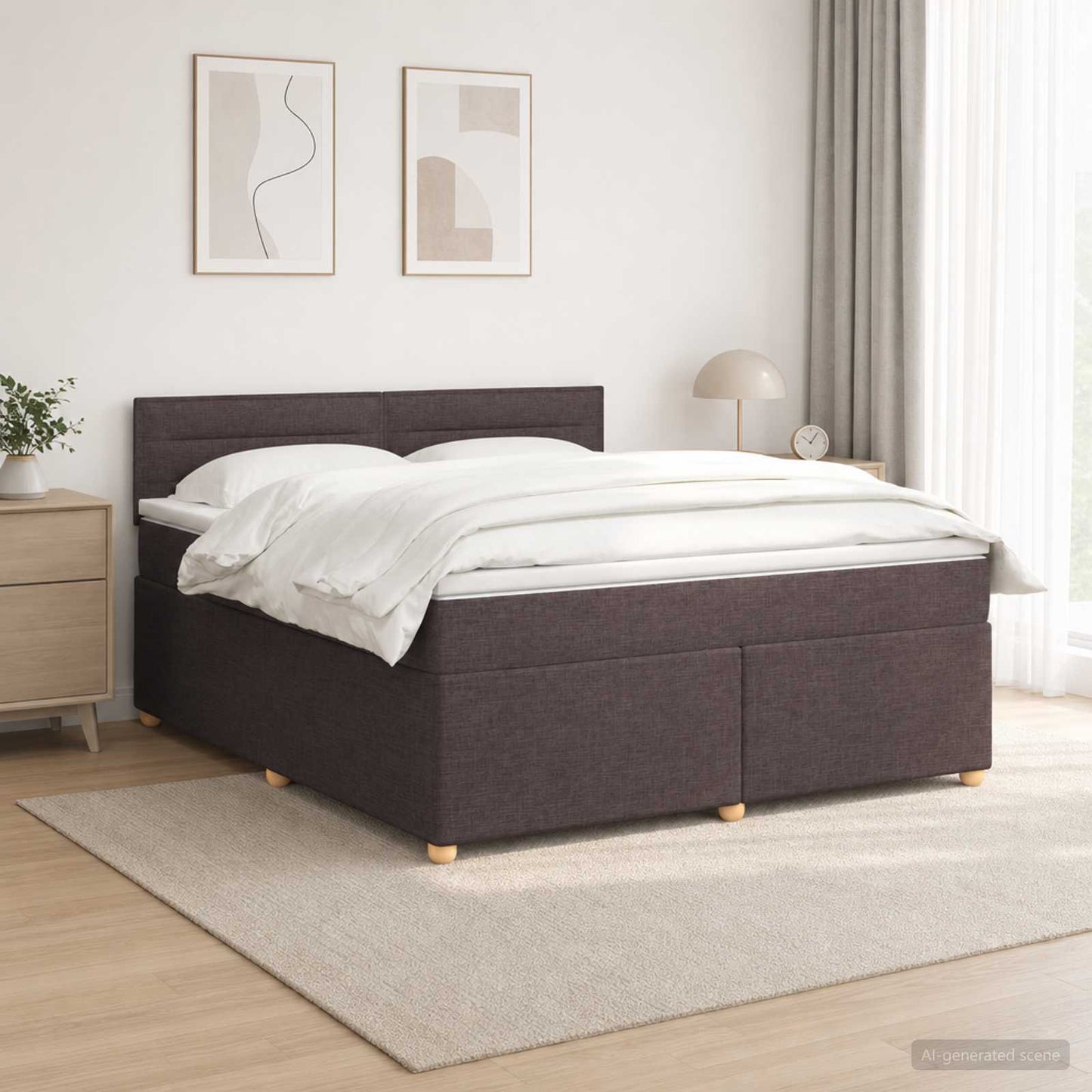 vidaXL Κρεβάτι box spring με στρώμα Σκούρο Καφέ 160 x 200 cm Ύφασμα