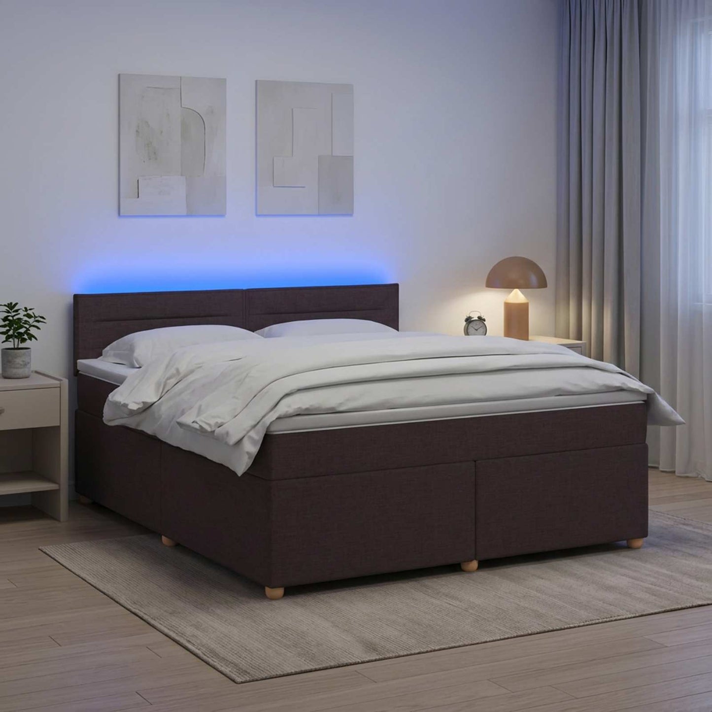 vidaXL Κρεβάτι box spring με στρώμα Σκούρο Καφέ 160 x 200 cm Ύφασμα