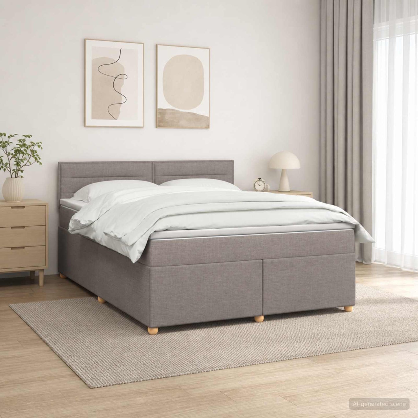 vidaXL Κρεβάτι box spring με στρώμα Taupe 140 x 200 cm Ύφασμα
