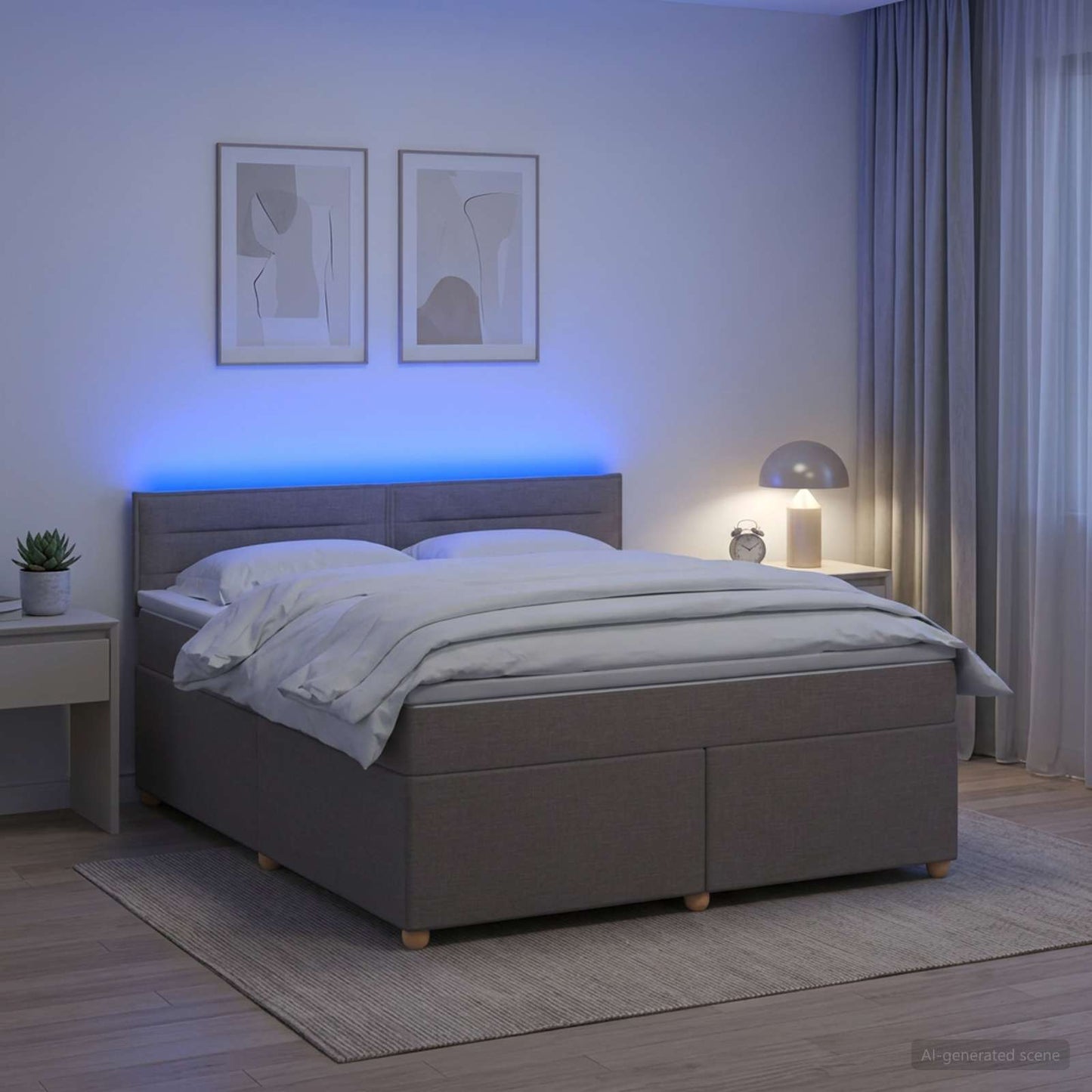vidaXL Κρεβάτι box spring με στρώμα Taupe 140 x 200 cm Ύφασμα