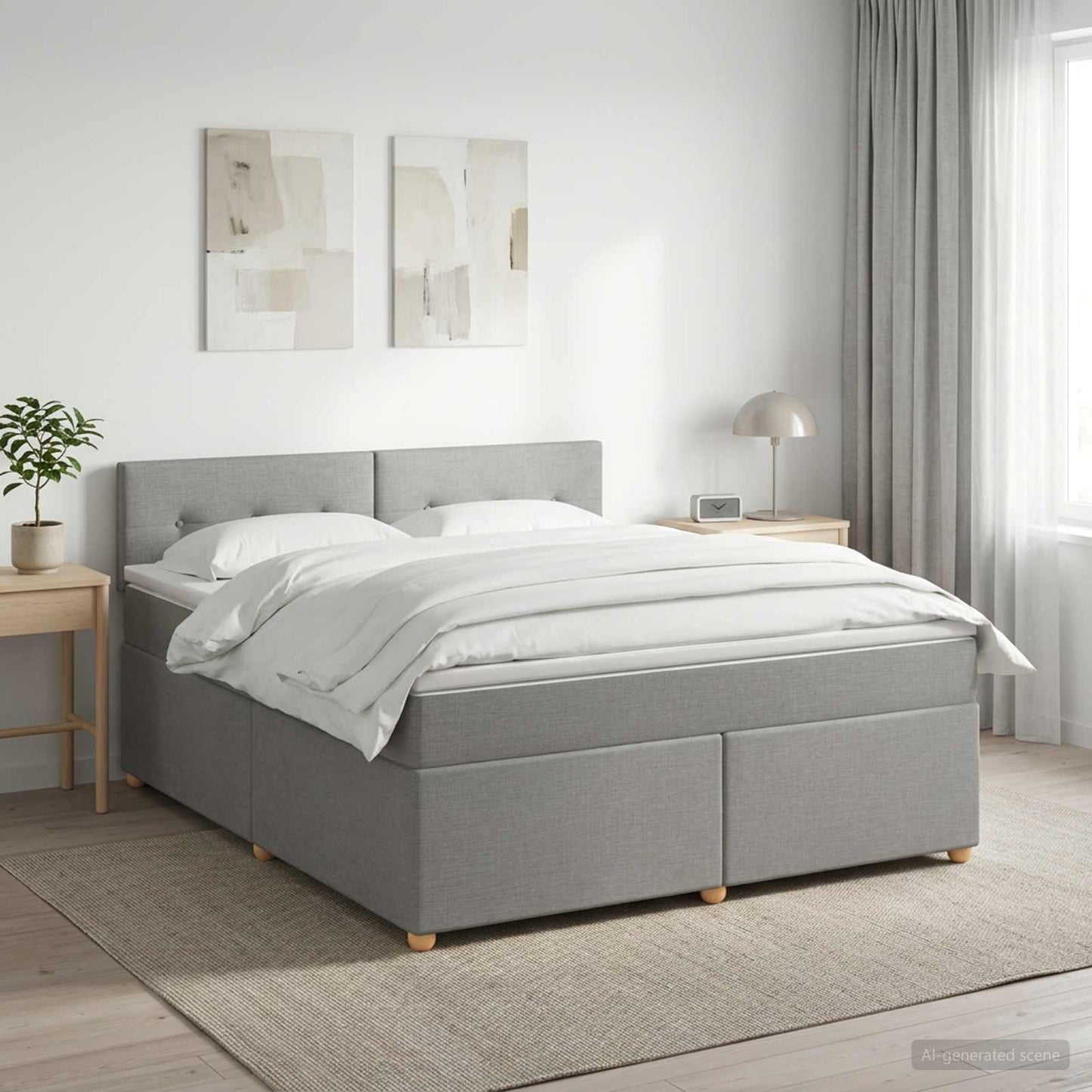 vidaXL Κρεβάτι box spring με στρώμα Ανοιχτό γκρι 140 x 200 cm Ύφασμα