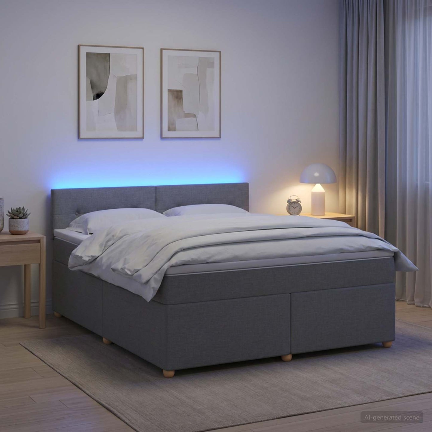 vidaXL Κρεβάτι box spring με στρώμα Ανοιχτό γκρι 160 x 200 cm Ύφασμα