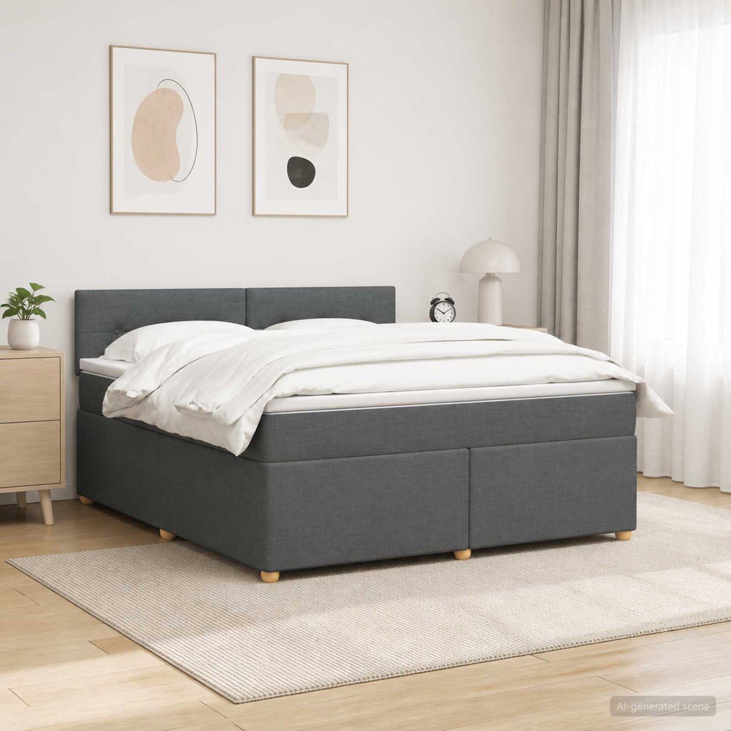 vidaXL Κρεβάτι box spring με στρώμα Σκούρο Γκρι 140 x 200 cm Ύφασμα