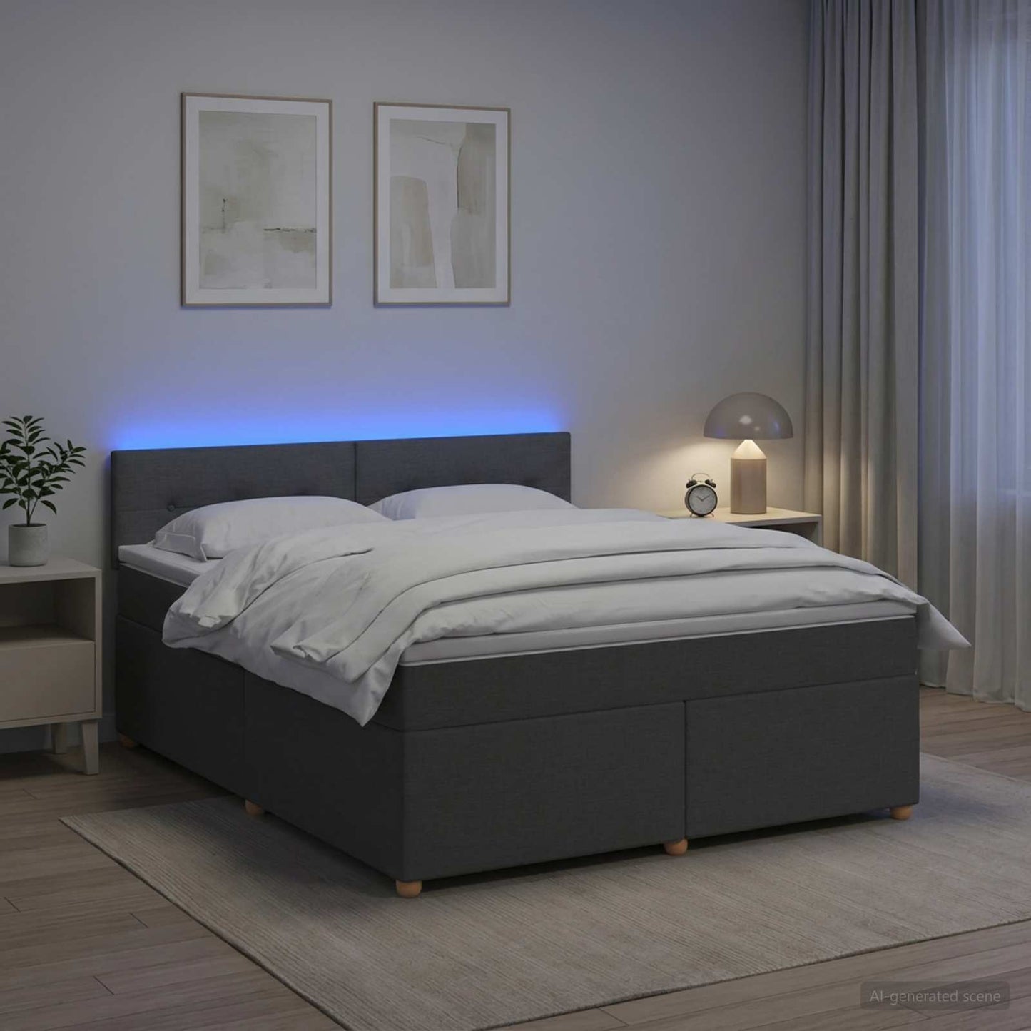 vidaXL Κρεβάτι box spring με στρώμα Σκούρο Γκρι 140 x 200 cm Ύφασμα