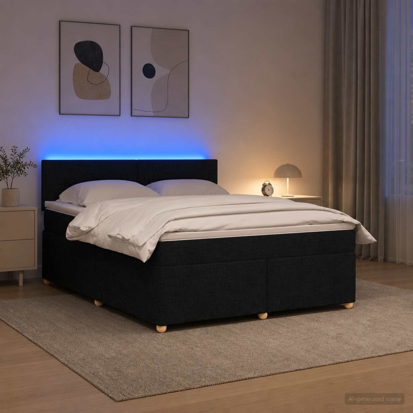 vidaXL Κρεβάτι box spring με στρώμα Μαύρο 140 x 200 cm Ύφασμα