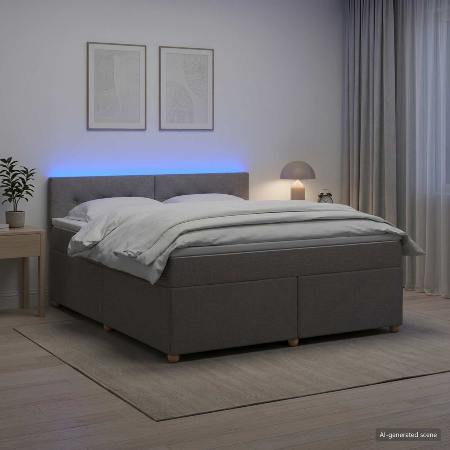 vidaXL Κρεβάτι box spring με στρώμα Taupe 160 x 200 cm Ύφασμα